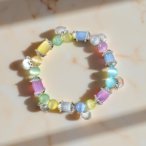 Rainbow Selenite Bracelet Healing Crystal for Protection Cleansing Positive Energy Chakra Balancing Rainbow selenite Spiritual Jewelry Boho