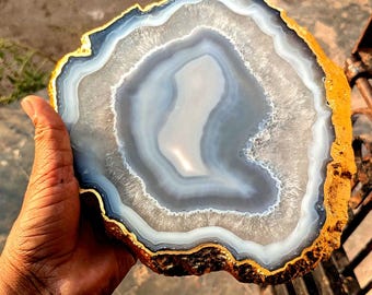 Półmisek z naturalnego agatu: deska do serwowania z geody, wystrój boho