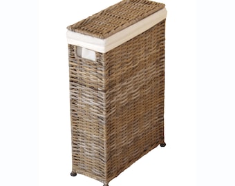 Space-saving laundry basket made of rattan hand-woven, only 16 cm wide, available in 4 colors -7517