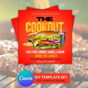 Barbecue Cookout Flyer, Picnic Flyer, Fundraiser Flyer, Neighborhood Barbecue Flyer, DIY Template, BBQ invite, Editable Flyer, DIY Flyer
