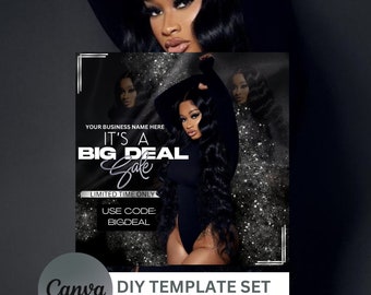 Flash Sale Flyer Template | New Arrival Shop Now Hair Bundles Lash Tech Makeup Nail Boutique Social Media Editable DIY Canva Template