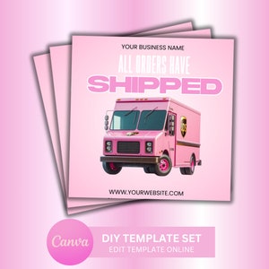 Shipping Flyer | Pink UPS | Orders Have Shipped Flyer | Package Shipped Flyer | All Orders Have Shipped Template | DIY Shipping Template