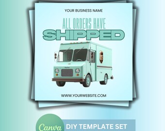 Shipping Flyer | Blue/Green UPS Truck | Orders Have Shipped Flyer | Package Shipped Template | DIY Orders Have Shipped Flyer