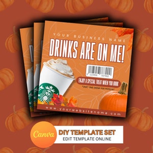 Coffee Treat For You Flyer, DIY Flyer Template Design, Starbucks Giveaway Flyer, Coffee On Me Flyer, Premade Buy A Coffee Gift Card Flyer