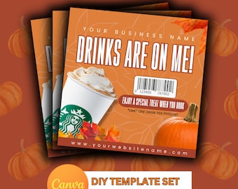 Coffee Treat For You Flyer, DIY Flyer Template Design, Starbucks Giveaway Flyer, Coffee On Me Flyer, Premade Buy A Coffee Gift Card Flyer