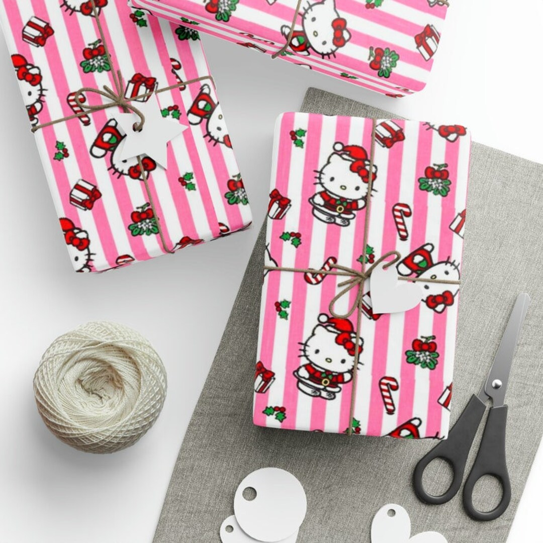 Cute Hello Kitty Wrapping Paper Kitty Christmas Wrapping Etsy
