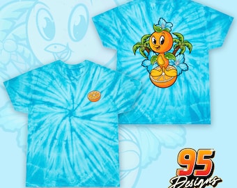 T-shirt tie-dye con uccello arancione retrò