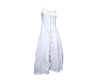 Marithé + François Girbaud Vintage White Industrial Maxi Dress in Size S-M