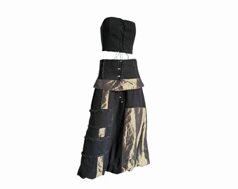 Biche de Bere Vintage Archival Canvas and Iridescent Taffeta Sculptural Ensemble in Size L-XL