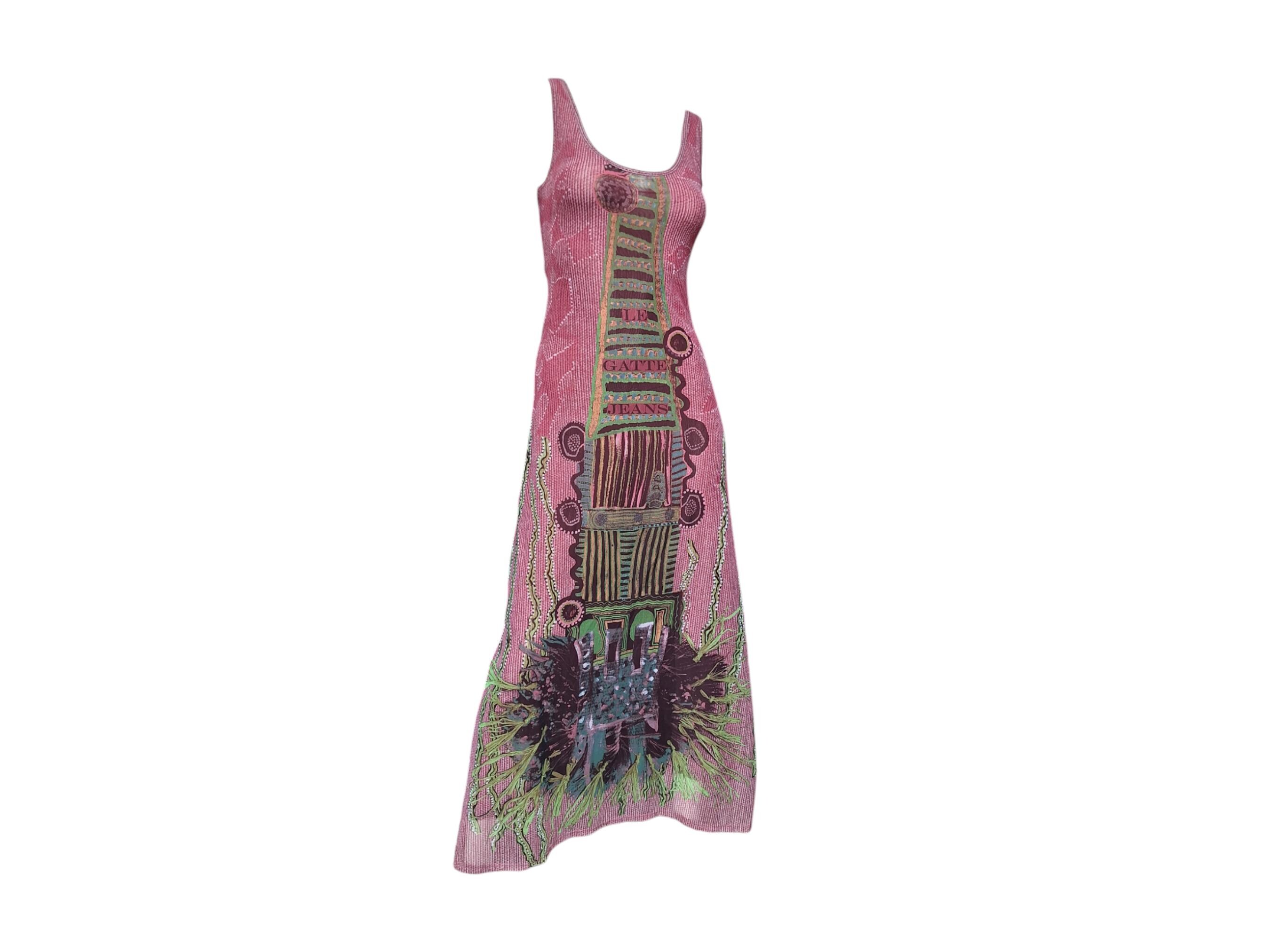 Le Gatte Jeans 90s Vintage Surrealist Totem Mesh Column Dress in 