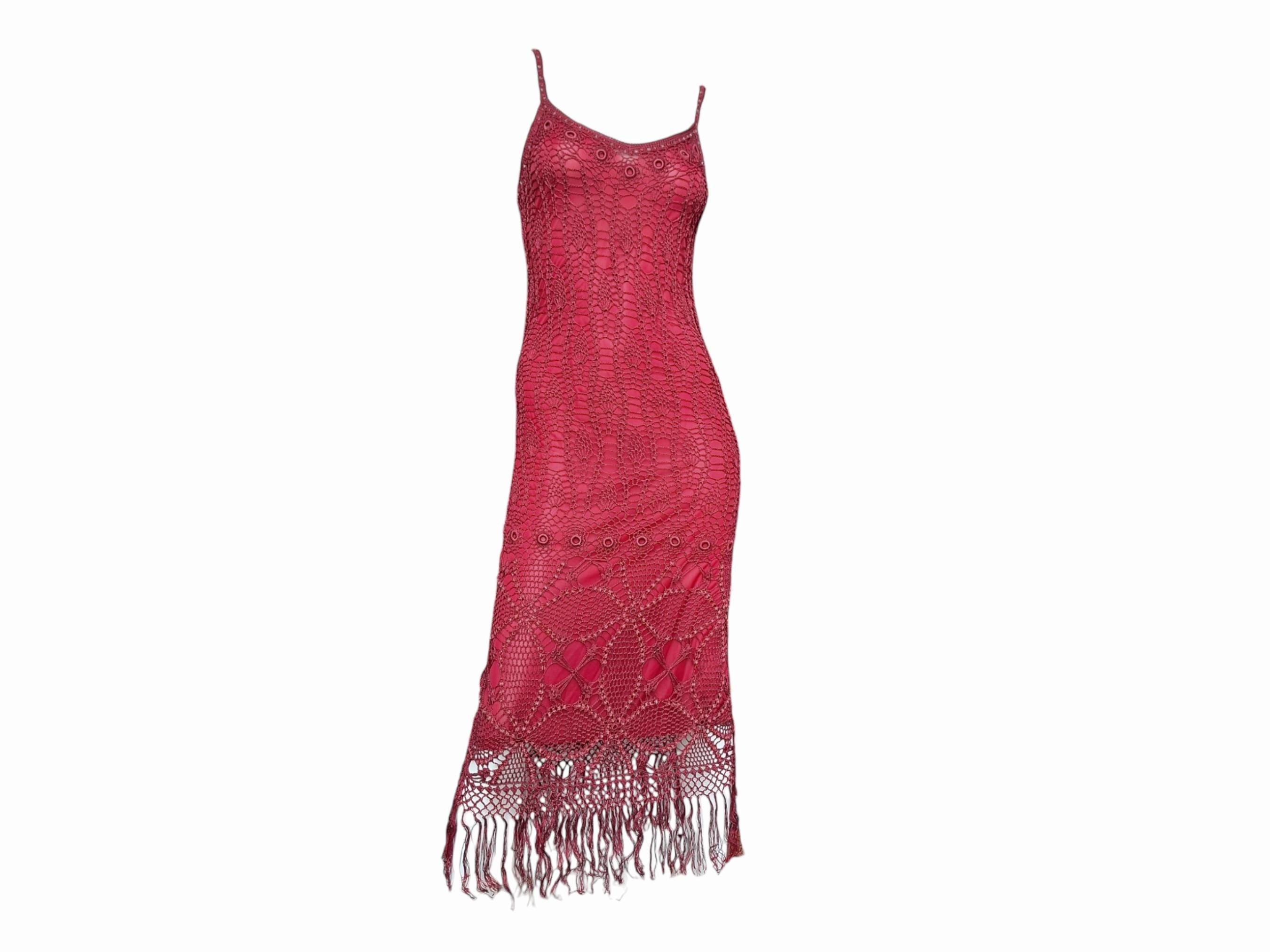 Ren Derhy Crimson Lattice Vintage Crochet Fringed Gown in Size S-M - Etsy  Australia
