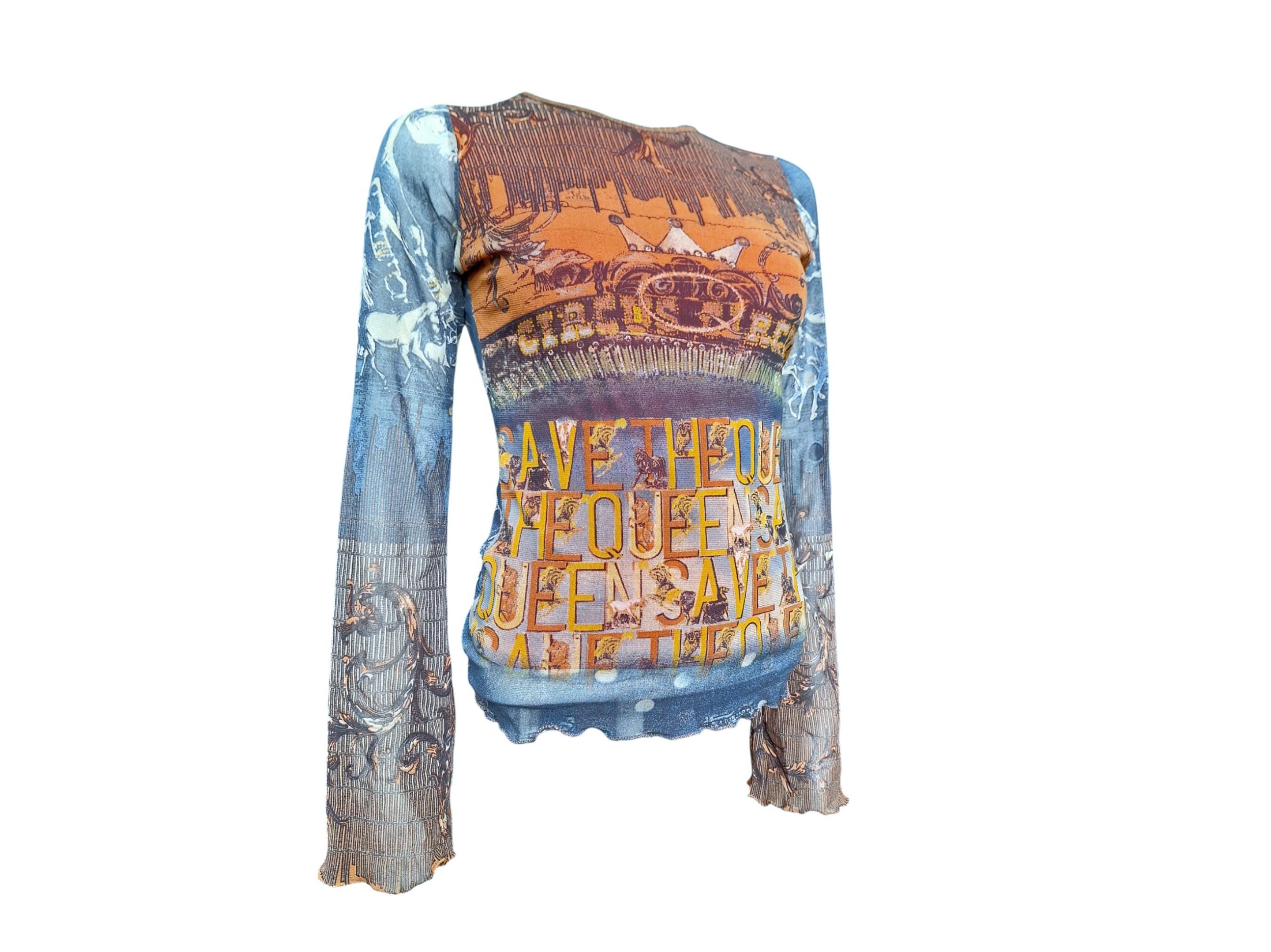 良デザイン◎ Y2K SAVE THE QUEEN 総柄トップス N2566 Save the Queen Y2K Vintage 'circus' Mesh Top in Size M - Etsy