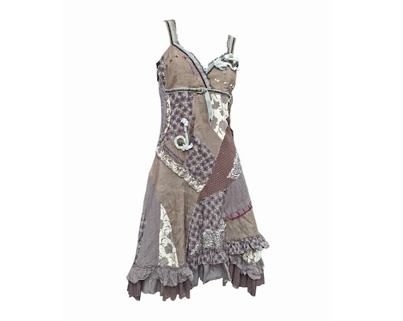 Vintage Fairycoregrunge Patchwork Dress in Size 40 FR/L - Etsy