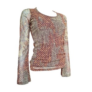 Legatte Jeans Vintage Abstract Earth Mesh Top in Size II/S-M