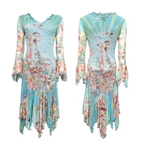 Jean Paul GAULTIER 1990er Cherub Mesh Kleid in Größe M