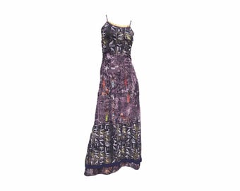 Save The Queen Vintage Egyptian Hieroglyph Mesh Maxi Dress in Size S-M