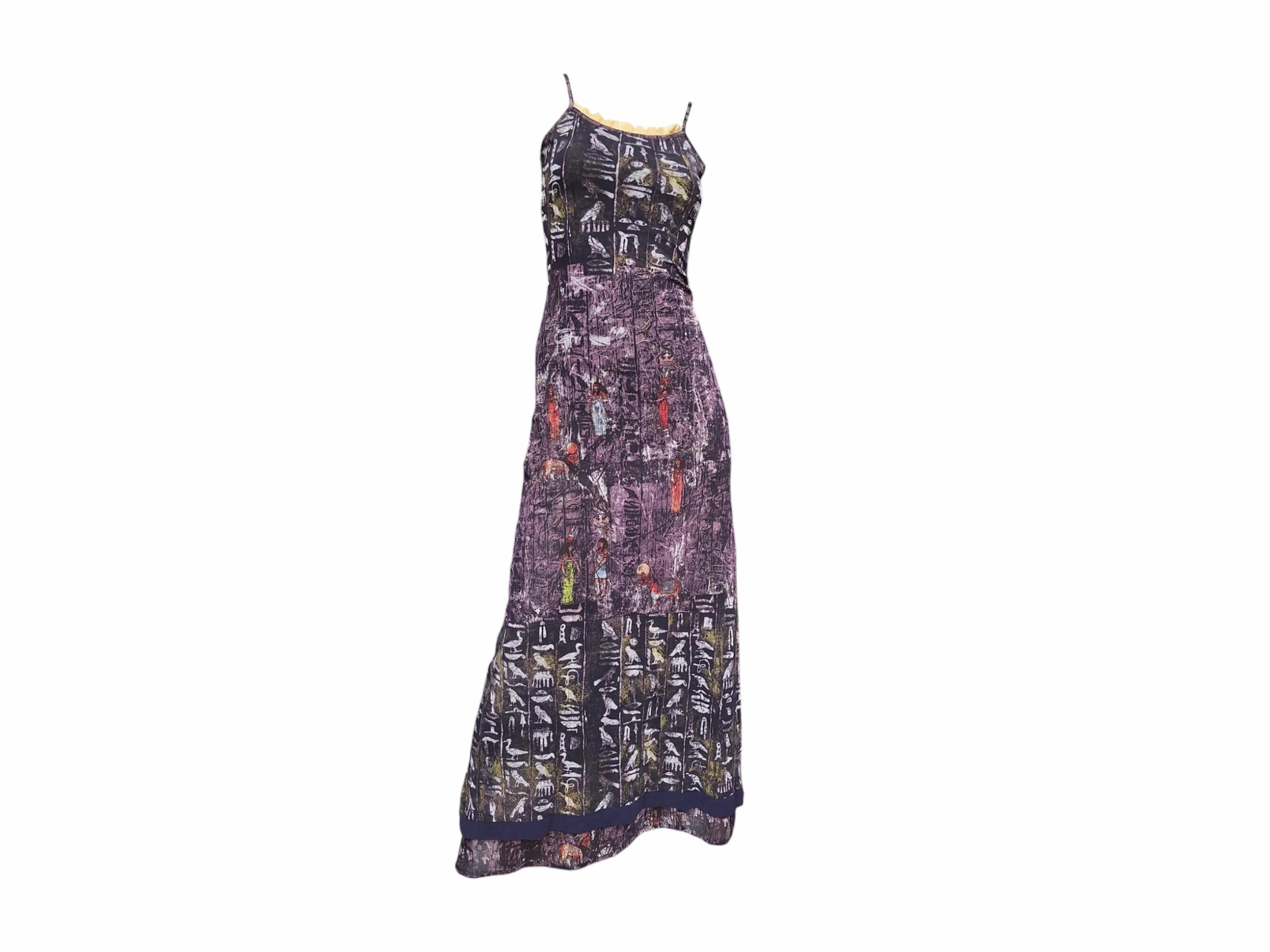 sheer egyptian dress Archive 90s Vintage Y2K Vintage Save the Queen Dress Y2k Dress Egyptian  Egypt Hieroglyphs Leather Mesh Sheer Transparent Blue Maxi Dress