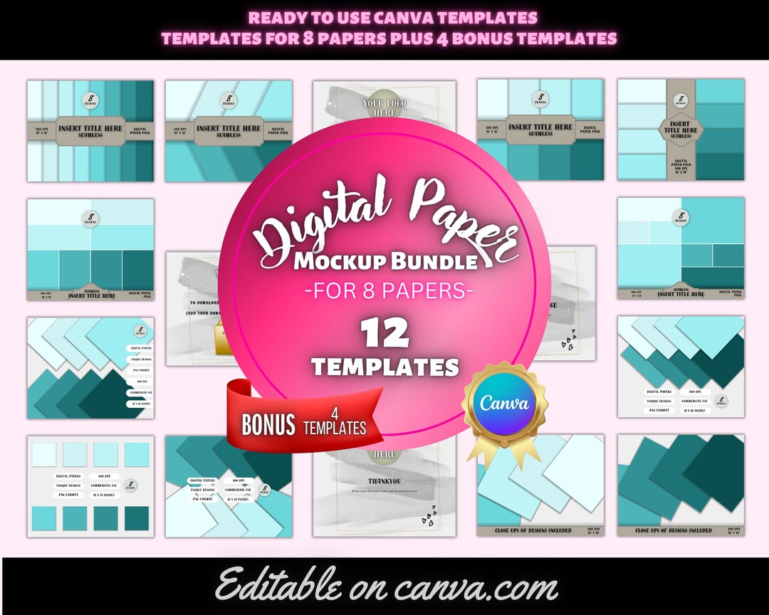 Best Digital Paper Mockup Templates for 8 Papers. Canva Templates for