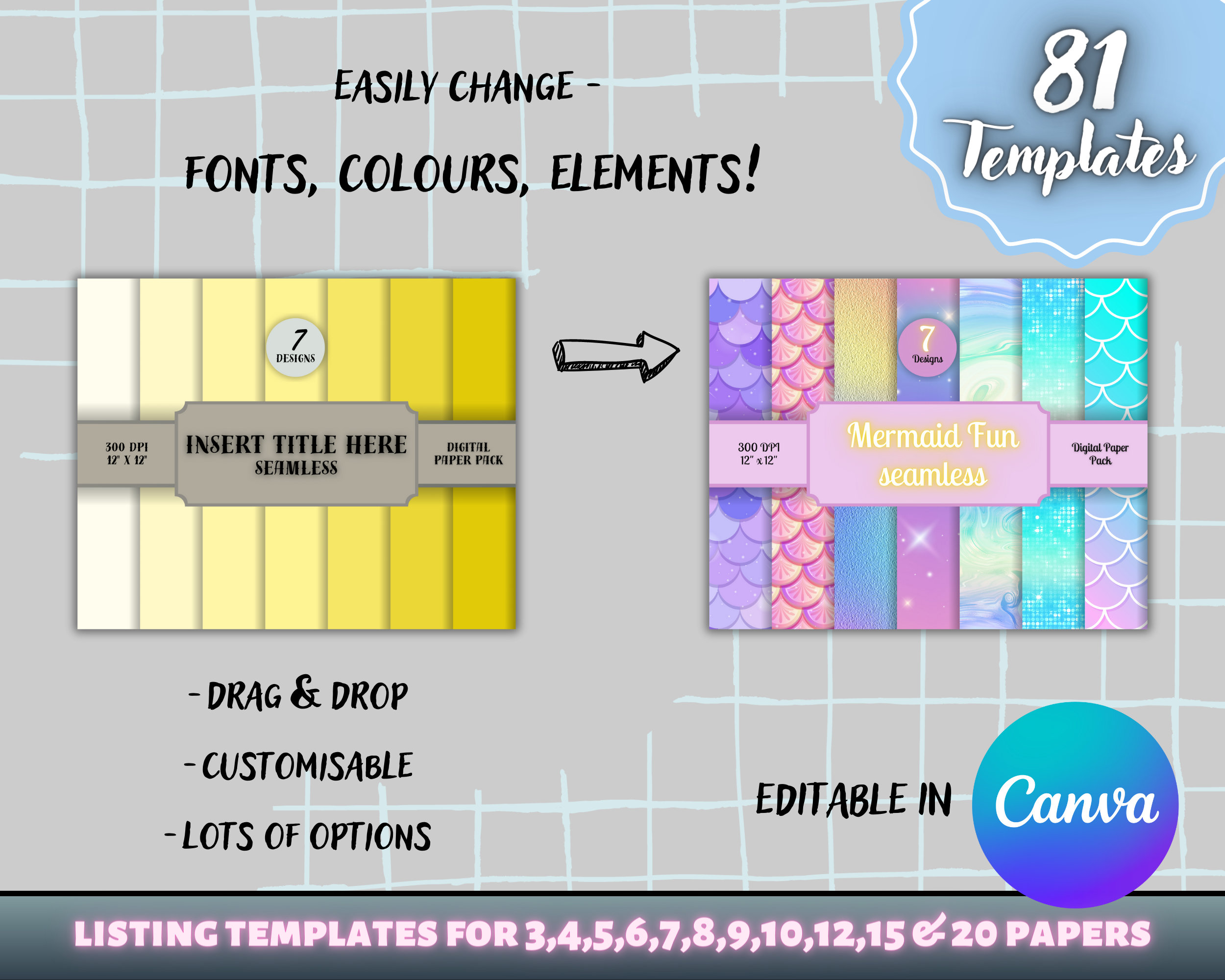 Editable Backing Paper ULTIMATE Best Digital Paper Mockup Templates for Papers in a Variety of ...