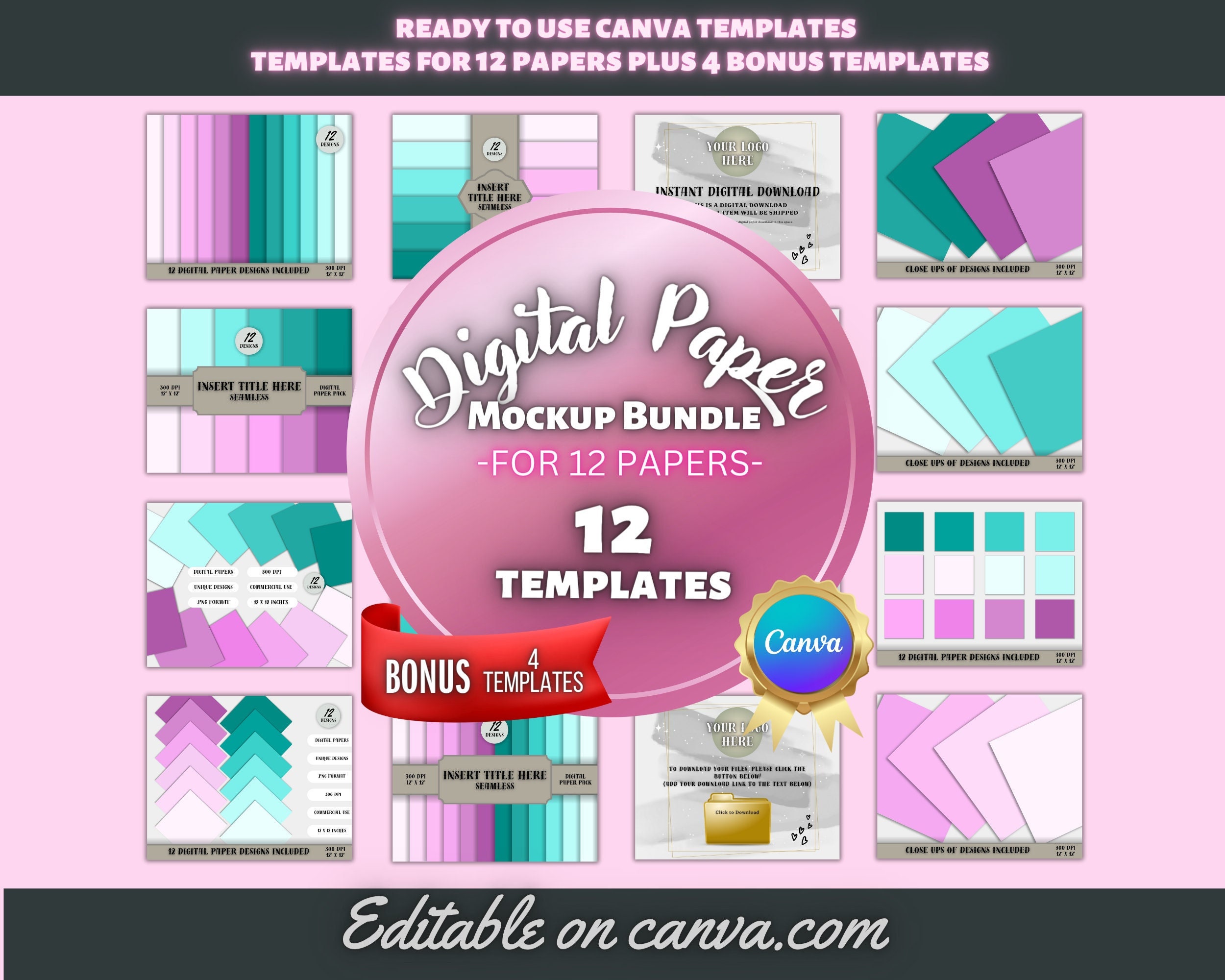 Best Digital Paper Mockup Templates for 12 Papers. Canva Templates for
