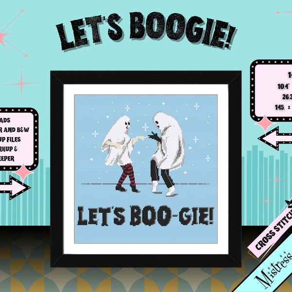 Magical Dancing Ghost Cross Stitch Pattern | Spooky Cross Stitch Fun for a Whimsical Retro Halloween!