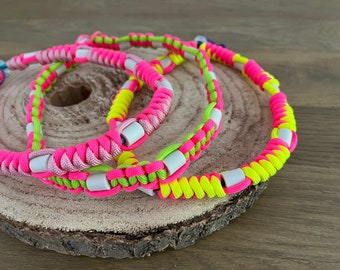 EM Keramik Halsband aus Paracord in neon gelb - pink - grün | verschiedene Modelle und Größen | EM Keramikhalsband HU 39 / 42 / 47 cm