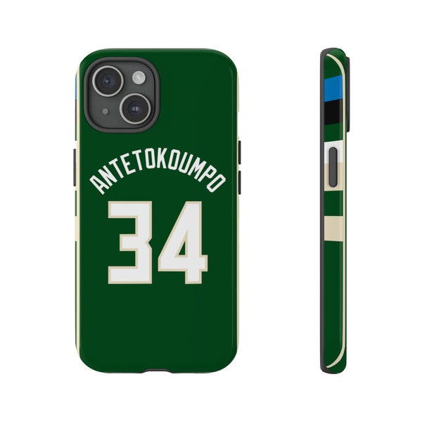 Custodia personalizzabile ispirata a Bucks Giannis Antetokoumpo Jersey, tutte le versioni di iPhone 8/XS/XR/11/12/13/14/15