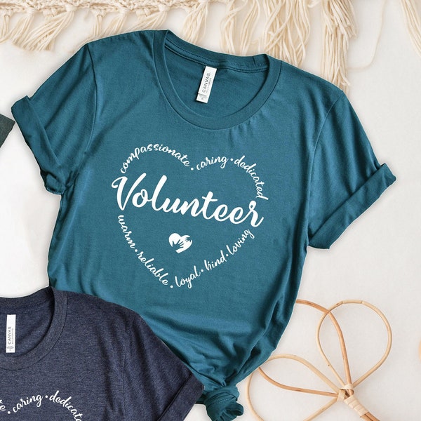 Volunteer Shirt, Volunteer Worker T-Shirt, Statement Tees, Church Tshirt, Heart Shape Tops, Social Worker Outfit, School Volunteer Gift