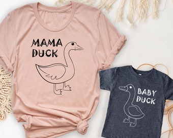 Matching Mama Duck Shirts, Funny Duck T-Shirt, Baby Duck Tops, Baby Shower Gift, Personalized Duck Tshirt, Duck Kids Tees, Duck Lover Gift