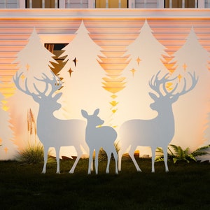 Reindeer Christmas Template Printable || Trace And Cut Christmas Tree Silhouette || Outdoor Christmas Stencils Yard Decor Christmas Deer