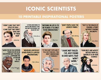 Famous Scientists Printable Posters || 10 Inspiration Science Quote Posters for Classroom Boho || Famous Scientists Posters || STEM Posters