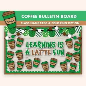 Latte Fun Bulletin Board Kit || Kaffee Pinnwände Digital || Kaffee Bulletin Board Druckbare || Kaffee Klassenzimmer Dekor | Kaffee Display