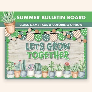 Summer Bulletin Board Kit || Plants Bulletin Boards Digital || Back to School Bulletin Board Printable || Lets Grow Together Classroom Decor