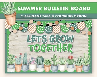 Summer Bulletin Board Kit || Plants Bulletin Boards Digital || Back to School Bulletin Board Printable || Lets Grow Together Classroom Decor