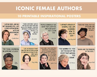 Female Authors Printable Posters || 10 Inspiration Woman Author Posters for Classroom Boho || Iconic Female Author Quotes Literary Quote