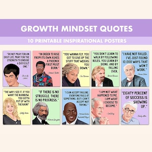 Berühmte Wachstum Minset Zitate druckbare Poster || 10 Wachstums Mindset Prints für Klassenzimmer Dekor Pastell || Wachstum Mindset Poster Ermächtigen