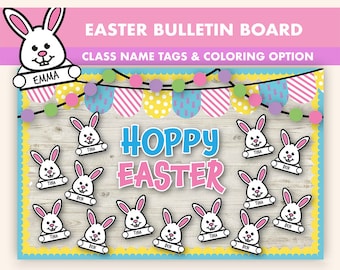 Bunny Rabbit Easter Bulletin Board Kit || Spring Bulletin Boards Digital || Bunny Bulletin Board Printable || Hoppy Easter Classroom Decor