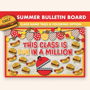 Summer BBQ Bulletin Board Kit || Summer Bulletin Boards Digital || May Bulletin Board Printable || Summer Classroom Decor || Burger Bulletin