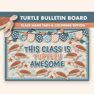 Turtle Bulletin Board Kit || Summer Bulletin Boards Digital || May Bulletin Board Printable || Sea Summer Classroom Decor || Turtley Awesome