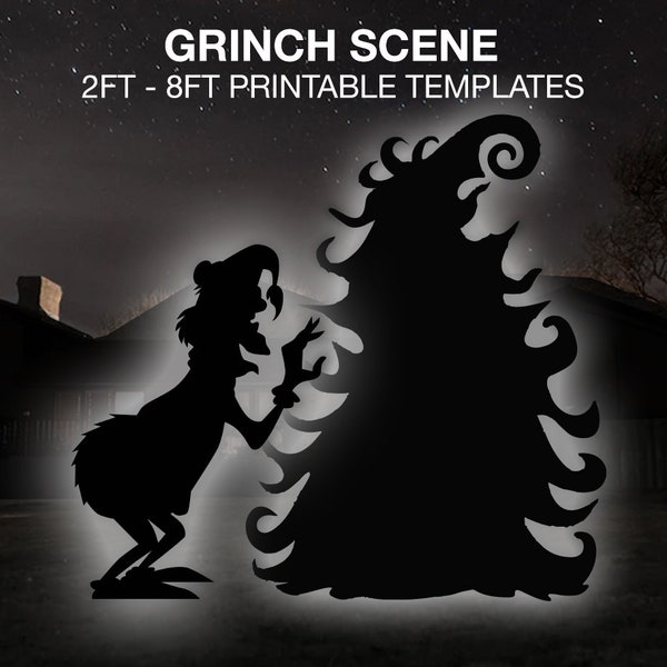 Christmas Grinch Template Printable || Trace And Cut Christmas Tree Silhouette || Outdoor Christmas Stencils Yard Decor Christmas Decoration