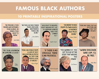 Famous Black Authors Printable Posters | 10 Inspiration Black Author Quote Posters for Classroom Pastel | Back Literary Quotes Black History