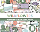 Wildflowers Classroom Decor Bundle || Editable Classroom Printable Display Bundle PowerPoint Templates Calm Wildflower Theme Garden