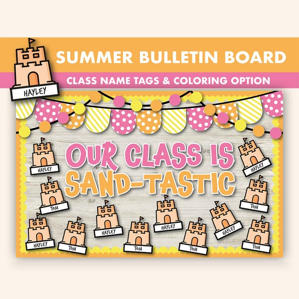 Sandcastle Bulletin Board Kit || Summer Bulletin Boards Digital || May Bulletin Board Printable || Beach Classroom Decor || Sandtastic Class