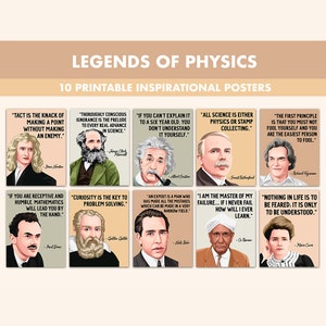 Famous Physics Printable Posters || 10 Inspiration Physics Quote Posters for Classroom Boho || Famous Scientists Posters || STEM Posters