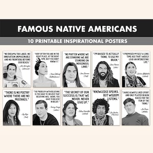 Native Americans Printable Posters || 10 Native Americans Heritage Month Quote Posters for Classroom B&W || Indigenous Classroom Decor