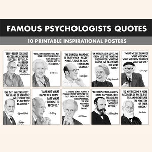 Famous Psychologists Printable Posters || 10 Iconic Psychologists Quote Posters for Classroom B&W || Psychology Classroom Decor Wall Art