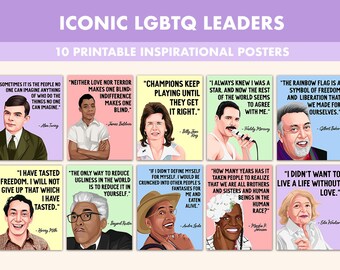 LGBTQ Quotes Printable Posters || 10 LGBT Posters for Classroom Decor Pastel || Inspirational LGBT History Month Prints Art Pride Month