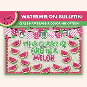 Watermelon Bulletin Board Kit || Summer Bulletin Boards Digital || May Bulletin Board Printable || Summer Classroom Decor || One In a Melon