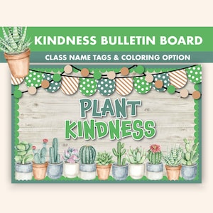 Plant Kindness Bulletin Board Kit || Plants Bulletin Boards Digital || Summer Bulletin Board Printable || Plant Kindness Classroom Decor