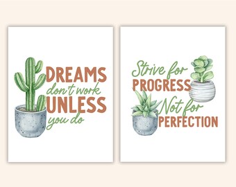 13-teiliges Eukalyptus Poster-Set – Mit Motivierenden Sprüchen & 'Willkommen'-Buchstaben, Laminiert, Inkl. Klebepunkte